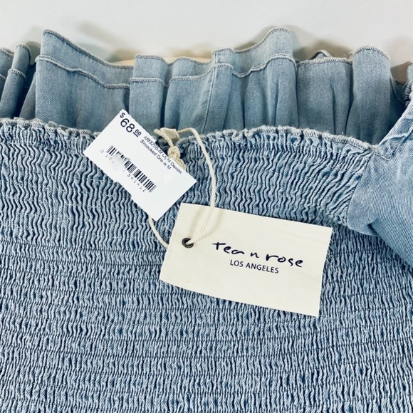 🌸Tea N Rose Soft Denim Mini Stretch Dress Spring Break Various Sizes - Picture 6 of 8